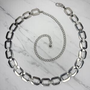 Rhinestone Silver Tone Chunky Chain Belt Plus Size One Size (OS) ✨